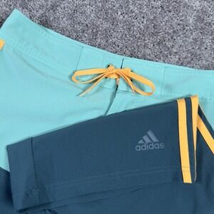Adidas Quick Dry Board Shorts Men 30  Blue Green Color‎ Block Beach **READ**